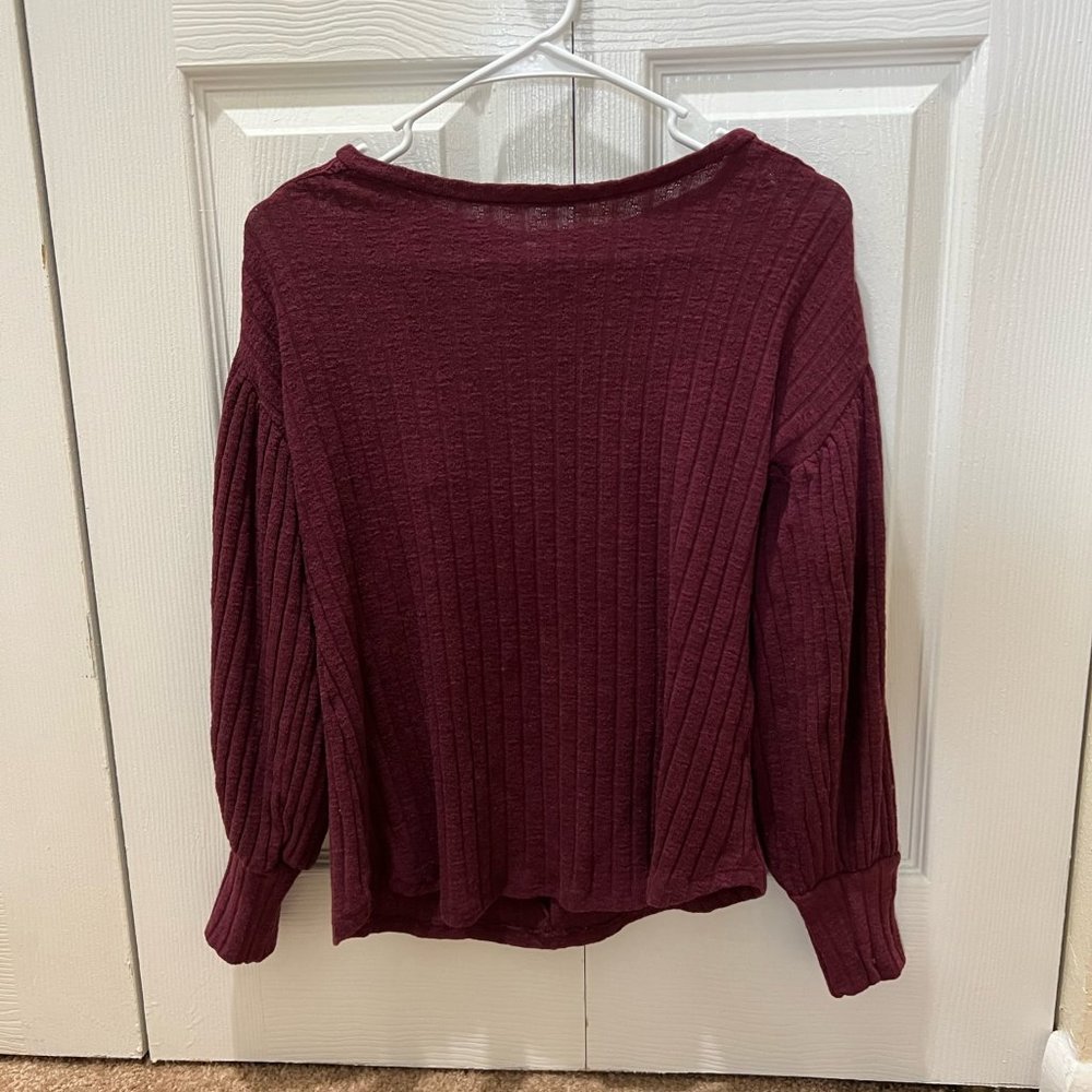 Burgundy Sweater w/ detailed back Size S